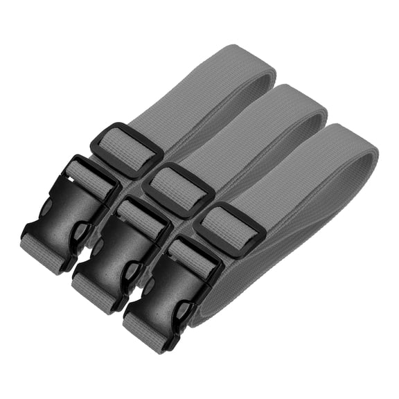 Uxcell Utility Straps with Quick Release Buckle, (1 Inch x 3 Feet, Gray) (3 Pcs) Adjustable Luggage Polyester Straps Backpack Webbing, Suit for Sleeping Bag/Camping/Hiking