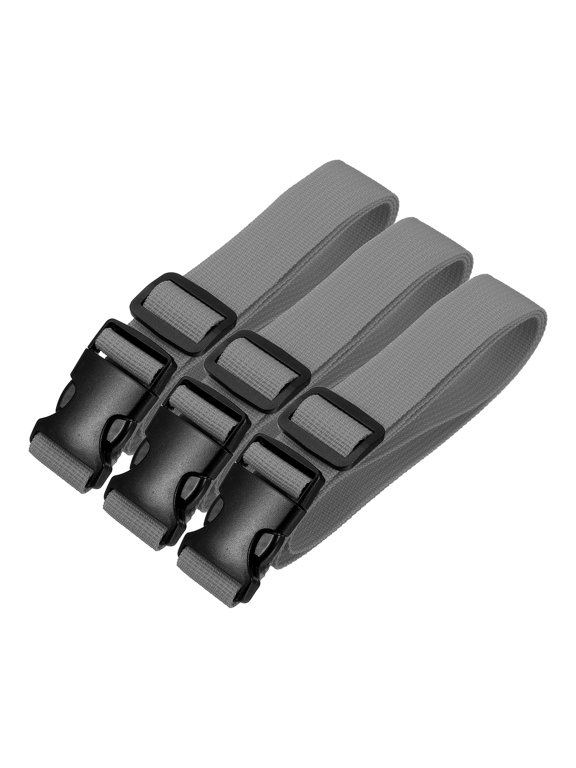 Utility Straps with Quick Release Buckle, (1 Inch x 3 Feet, Gray) (3 Pcs) Adjustable Luggage Polyester Straps Backpack Webbing, Suit for Sleeping Bag/Camping/Hiking