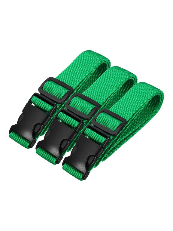 Utility Straps with Quick Release Buckle, (1 Inch x 3 Feet, Green) (3 Pcs) Adjustable Luggage Polyester Straps Backpack Webbing, Suit for Sleeping Bag/Camping/Hiking