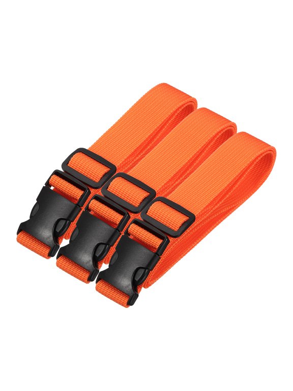 Utility Straps with Quick Release Buckle, (1 Inch x 3 Feet, Orange) (3 Pcs) Adjustable Luggage Polyester Straps Backpack Webbing, Suit for Sleeping Bag/Camping/Hiking