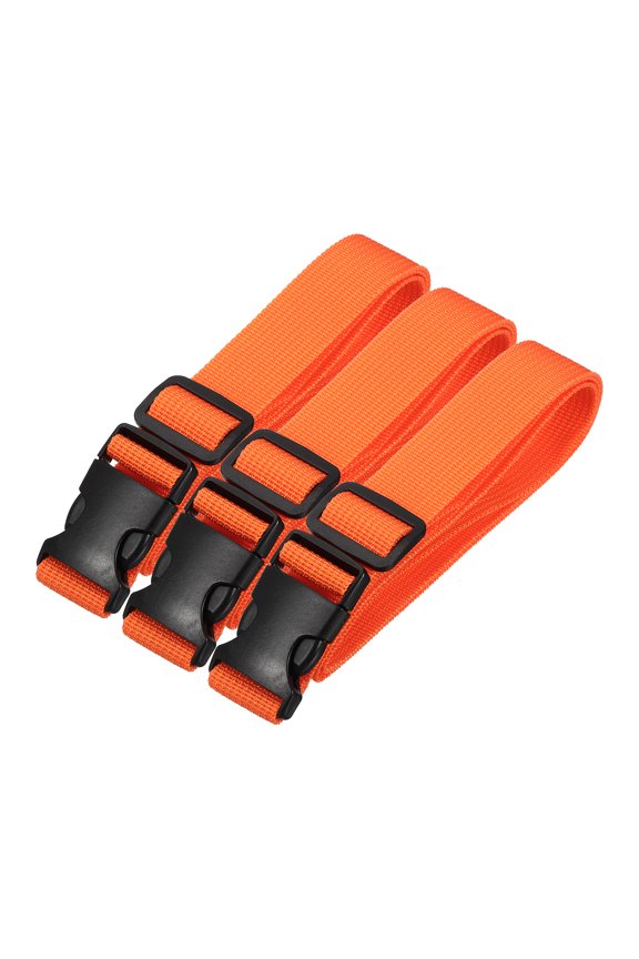 Utility Straps with Quick Release Buckle, (1 Inch x 3 Feet, Orange) (3 Pcs) Adjustable Luggage Polyester Straps Backpack Webbing, Suit for Sleeping Bag/Camping/Hiking