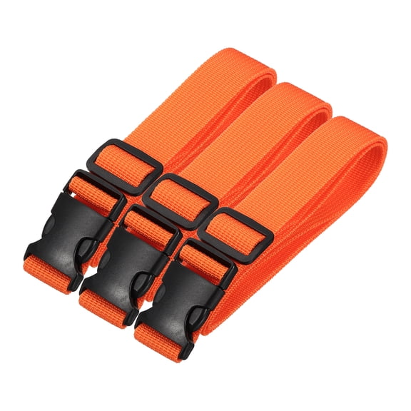 Uxcell Utility Straps with Quick Release Buckle, (1 Inch x 3 Feet, Orange) (3 Pcs) Adjustable Luggage Polyester Straps Backpack Webbing, Suit for Sleeping Bag/Camping/Hiking
