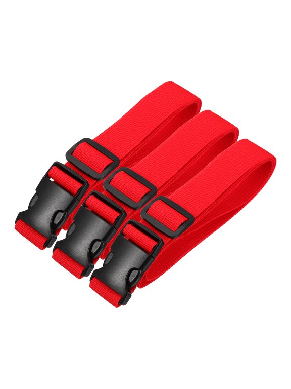 Utility Straps with Quick Release Buckle, (1 Inch x 3 Feet, Red) (3 Pcs) Adjustable Luggage Polyester Straps Backpack Webbing, Suit for Sleeping Bag/Camping/Hiking