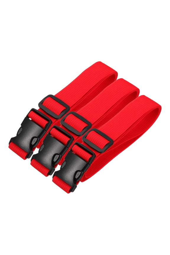 Utility Straps with Quick Release Buckle, (1 Inch x 3 Feet, Red) (3 Pcs) Adjustable Luggage Polyester Straps Backpack Webbing, Suit for Sleeping Bag/Camping/Hiking