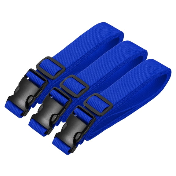Uxcell Utility Straps with Quick Release Buckle, (1 Inch x 6 Feet, Blue) (3 Pcs) Adjustable Luggage Polyester Straps Backpack Webbing, Suit for Sleeping Bag/Camping/Hiking