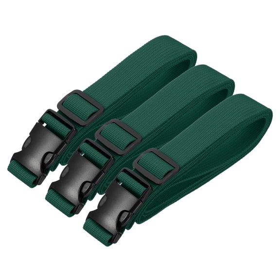 Uxcell Utility Straps with Quick Release Buckle, (1 Inch x 6 Feet, Dark Green) (3 Pcs) Adjustable Luggage Polyester Straps Backpack Webbing, Suit for Sleeping Bag/Camping/Hiking