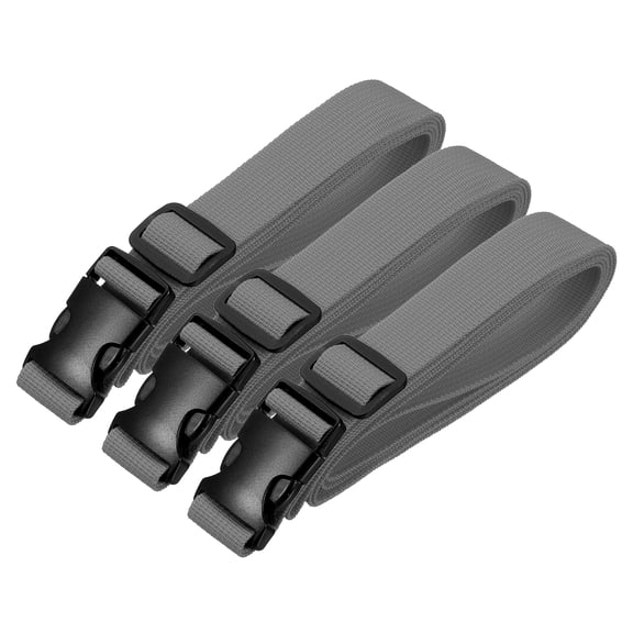 Uxcell Utility Straps with Quick Release Buckle, (1 Inch x 6 Feet, Gray) (3 Pcs) Adjustable Luggage Polyester Straps Backpack Webbing, Suit for Sleeping Bag/Camping/Hiking