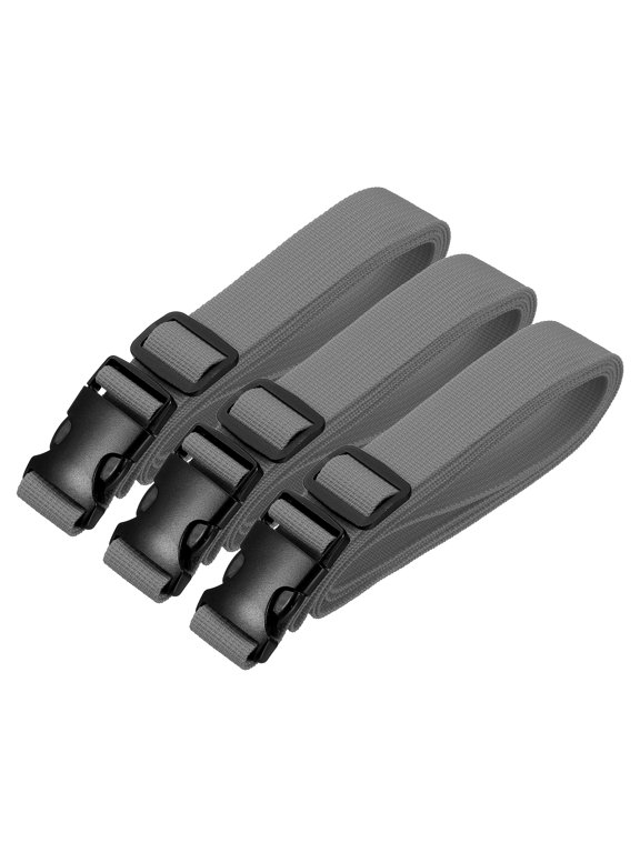 Utility Straps with Quick Release Buckle, (1 Inch x 6 Feet, Gray) (3 Pcs) Adjustable Luggage Polyester Straps Backpack Webbing, Suit for Sleeping Bag/Camping/Hiking