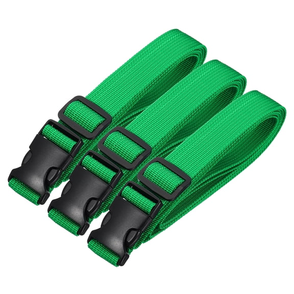 Uxcell Utility Straps with Quick Release Buckle, (1 Inch x 6 Feet, Green) (3 Pcs) Adjustable Luggage Polyester Straps Backpack Webbing, Suit for Sleeping Bag/Camping/Hiking