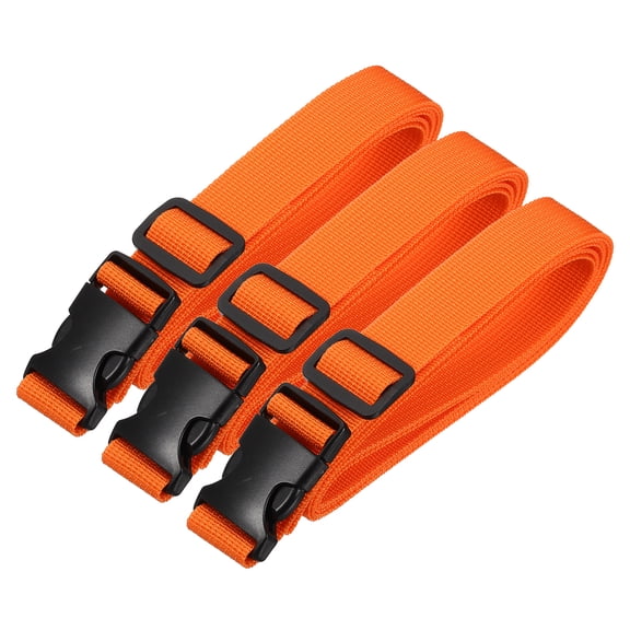 Uxcell Utility Straps with Quick Release Buckle, (1 Inch x 6 Feet, Orange) (3 Pcs) Adjustable Luggage Polyester Straps Backpack Webbing, Suit for Sleeping Bag/Camping/Hiking