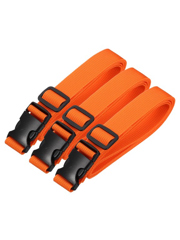 Utility Straps with Quick Release Buckle, (1 Inch x 6 Feet, Orange) (3 Pcs) Adjustable Luggage Polyester Straps Backpack Webbing, Suit for Sleeping Bag/Camping/Hiking