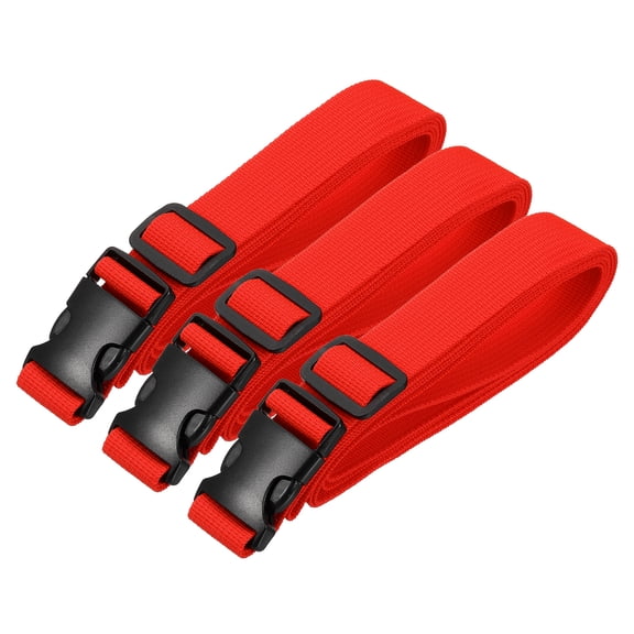 Uxcell Utility Straps with Quick Release Buckle, (1 Inch x 6 Feet, Red) (3 Pcs) Adjustable Luggage Polyester Straps Backpack Webbing, Suit for Sleeping Bag/Camping/Hiking