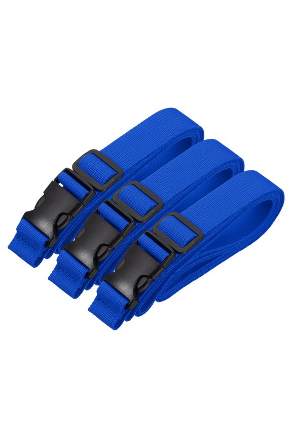 Utility Straps with Quick Release Buckle, (1 Inch x 8 Feet, Blue) (3 Pcs) Adjustable Luggage Polyester Straps Backpack Webbing, Suit for Sleeping Bag/Camping/Hiking