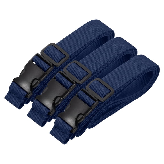 Uxcell Utility Straps with Quick Release Buckle, (1 Inch x 8 Feet, Dark Blue) (3 Pcs) Adjustable Luggage Polyester Straps Backpack Webbing, Suit for Sleeping Bag/Camping/Hiking