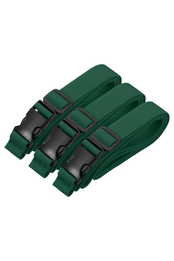 Utility Straps with Quick Release Buckle, (1 Inch x 8 Feet, Dark Green) (3 Pcs) Adjustable Luggage Polyester Straps Backpack Webbing, Suit for Sleeping Bag/Camping/Hiking