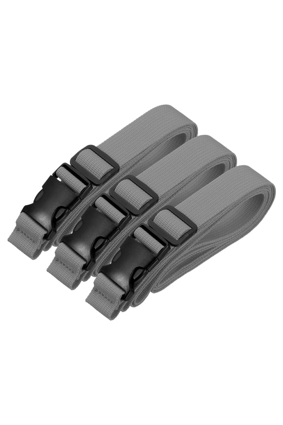 Utility Straps with Quick Release Buckle, (1 Inch x 8 Feet, Gray) (3 Pcs) Adjustable Luggage Polyester Straps Backpack Webbing, Suit for Sleeping Bag/Camping/Hiking