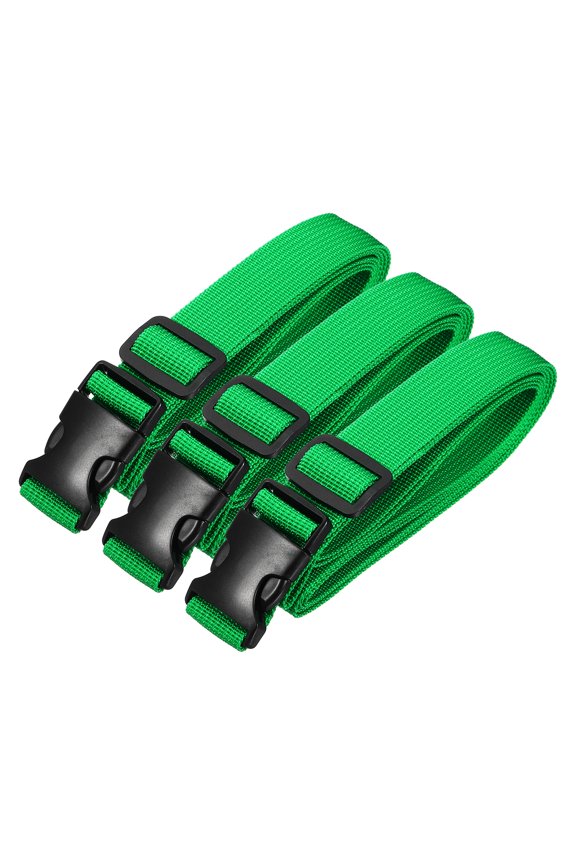 Utility Straps with Quick Release Buckle, (1 Inch x 8 Feet, Green) (3 Pcs) Adjustable Luggage Polyester Straps Backpack Webbing, Suit for Sleeping Bag/Camping/Hiking
