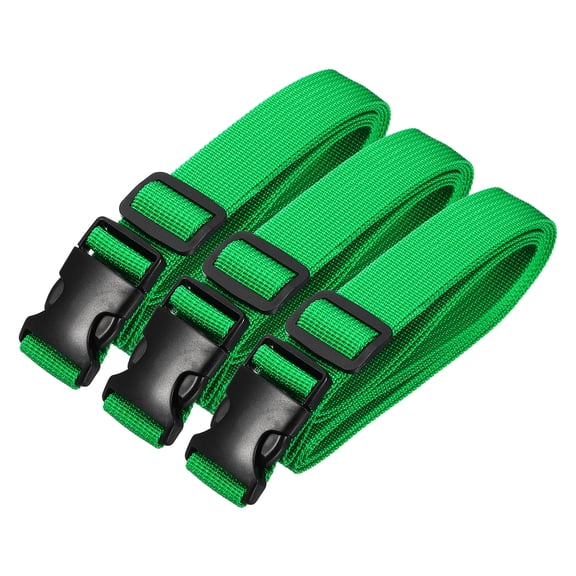 Uxcell Utility Straps with Quick Release Buckle, (1 Inch x 8 Feet, Green) (3 Pcs) Adjustable Luggage Polyester Straps Backpack Webbing, Suit for Sleeping Bag/Camping/Hiking