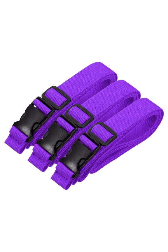 Utility Straps with Quick Release Buckle, (1 Inch x 8 Feet, Purple) (3 Pcs) Adjustable Luggage Polyester Straps Backpack Webbing, Suit for Sleeping Bag/Camping/Hiking
