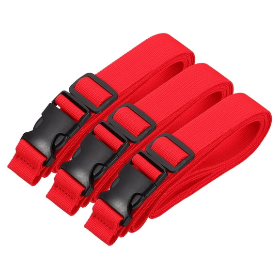 Uxcell Utility Straps with Quick Release Buckle, (1 Inch x 8 Feet, Red) (3 Pcs) Adjustable Luggage Polyester Straps Backpack Webbing, Suit for Sleeping Bag/Camping/Hiking