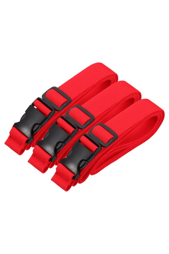 Utility Straps with Quick Release Buckle, (1 Inch x 8 Feet, Red) (3 Pcs) Adjustable Luggage Polyester Straps Backpack Webbing, Suit for Sleeping Bag/Camping/Hiking