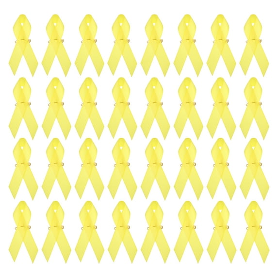 Uxcell Uxcell Ribbon Pins, 200Pcs Yellow Awareness Ribbon Satin with Safety Pins