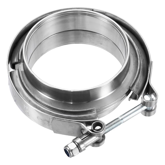 Uxcell V Band Clamp with Flange 3 Inch 304 Stainless Steel Male Female V-Band Exhaust Clamp Flange Kit for Auto Downpipe Exhaust System, Silver