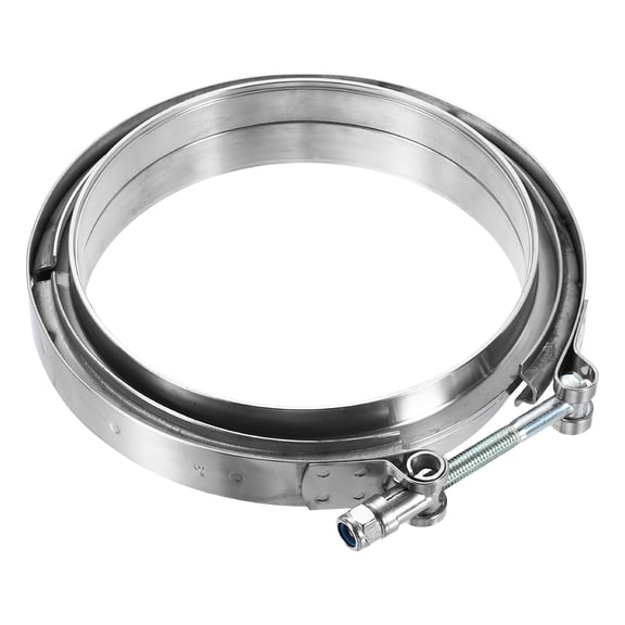 Uxcell V Band Clamp with Flange 6 Inch 304 Stainless Steel Male Female V-Band Exhaust Clamp Flange Kit for Auto Downpipe Exhaust System, Silver
