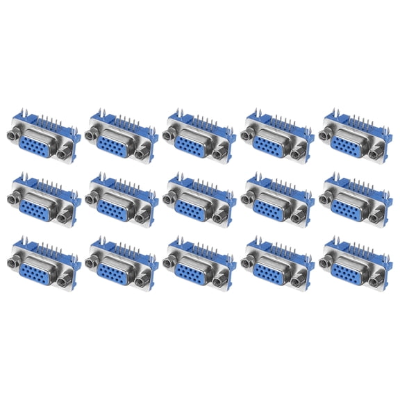 Uxcell VGA Connector VGA15 Female Socket 15-pin 3-Row Female Serial Port Terminal Breakout for CNC Computers Pack of 15