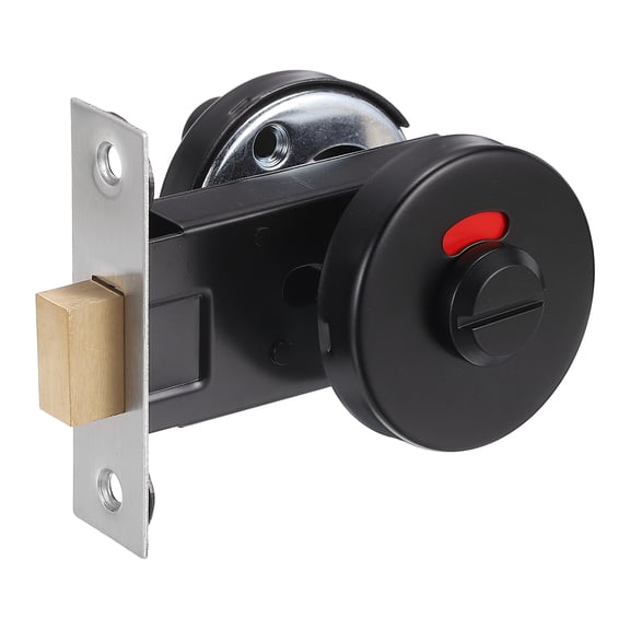 Uxcell Vacant Occupied Bathroom Lock Deadbolt, (2 Inch, Black) (1 Set), Non-key Deadbolt Lock Rotation Indicator Door Latch, Suit for - Showers/Public Restroom/Fitting Room