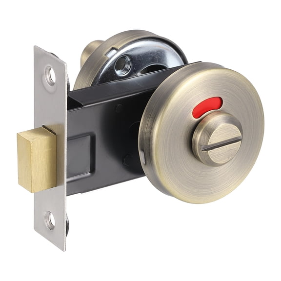Uxcell Vacant Occupied Bathroom Lock Deadbolt, (2 Inch, Bronze) (1 Set), Non-key Deadbolt Lock Rotation Indicator Door Latch, Suit for - Showers/Public Restroom/Fitting Room