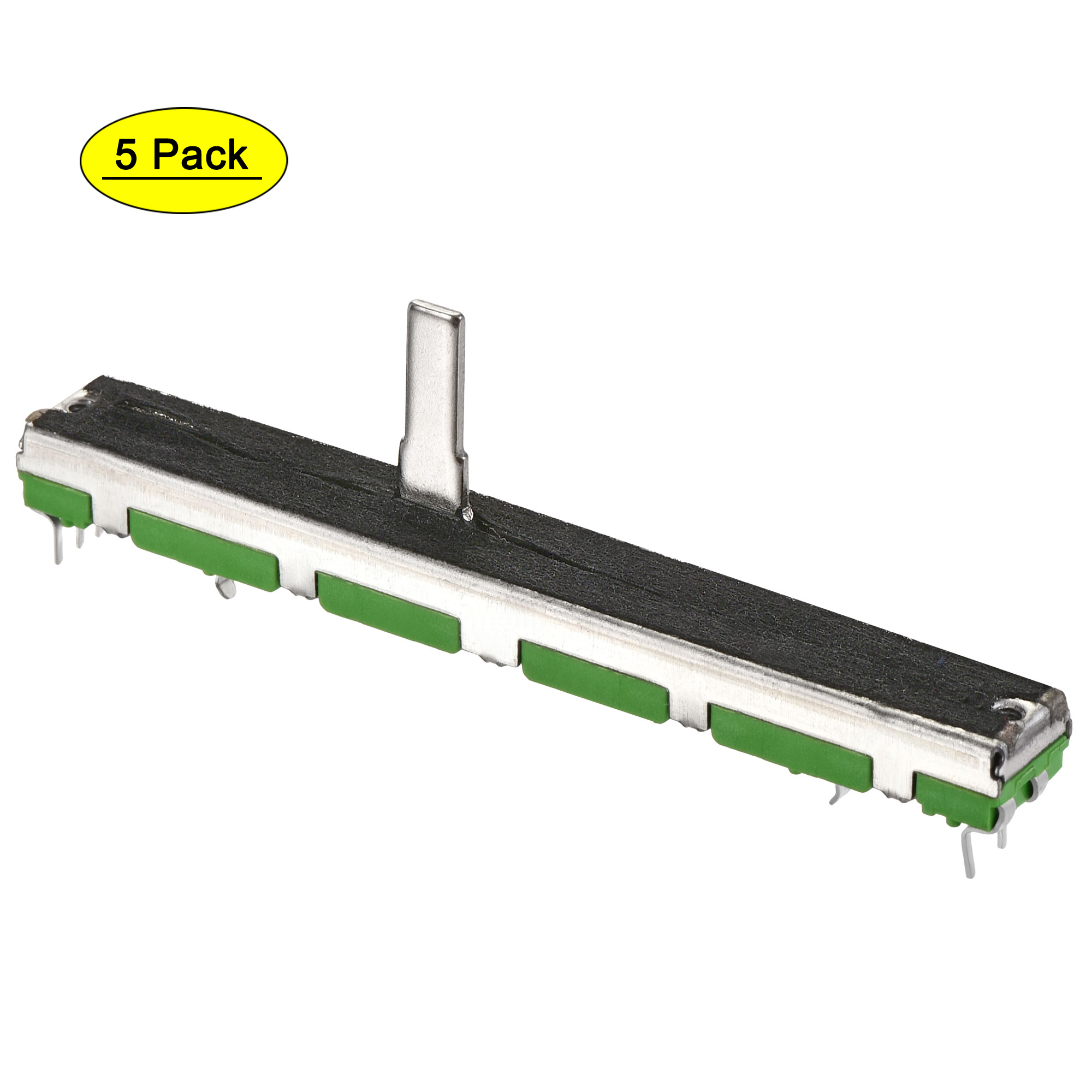 Uxcell Variable Resistors 75mm Straight Slide Potentiometer B50K Ohm Dual Channel Green 5 packs