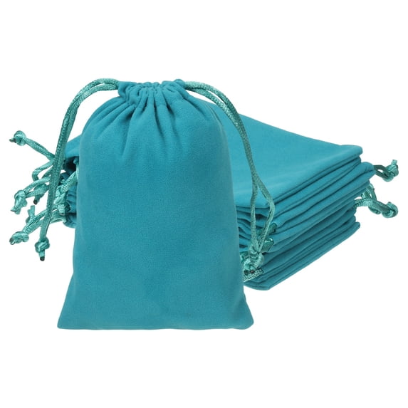 Uxcell Velvet Jewelry Bags with Drawstrings for Jewelry Candy Christmas Party Blue 4 x 5 Inch