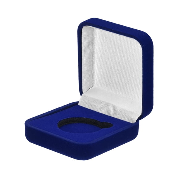 Uxcell Velvet Challenge Coin Presentation Display Box, 30mm Coin Display Case Badge Gift Storage Protective Holder for Commemorative Medals Tokens Collection, Blue