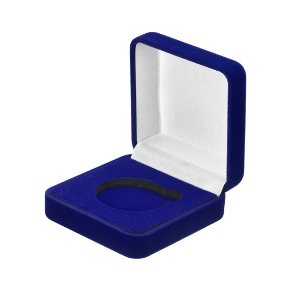 Uxcell Velvet Challenge Coin Presentation Display Box, 35mm Coin Display Case Badge Gift Storage Protective Holder for Commemorative Medals Tokens Collection, Blue/White