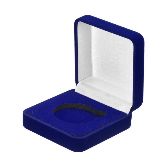 Uxcell Velvet Challenge Coin Presentation Display Box, 38mm Coin Display Case Badge Gift Storage Protective Holder for Commemorative Medals Tokens Collection, Blue/White