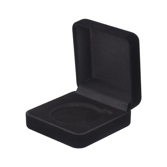 Uxcell Velvet Challenge Coin Presentation Display Box, 45mm Coin Display Case Badge Gift Storage Protective Holder for Commemorative Medals Tokens Collection, Black