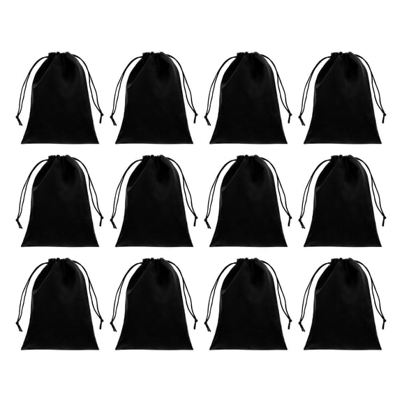 Uxcell Velvet Gift Bags, (7.8 x 5.9 Inch, Black)(12 Pcs) Velvet Drawstring Bag Jewelry Pouches Suit for Birthday/Wedding/Party/Gift /Favor