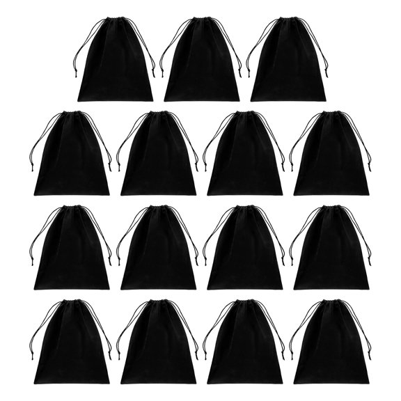 Uxcell Velvet Gift Bags, (9.8 x 7.8 Inch, Black)(15 Pcs) Velvet Drawstring Bag Jewelry Pouches Suit for Birthday/Wedding/Party/Gift /Favor