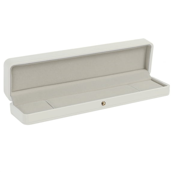 Uxcell Velvet Necklace Box, Single Slot Long Chain Box Vintage Jewelry Holder for Wedding, White