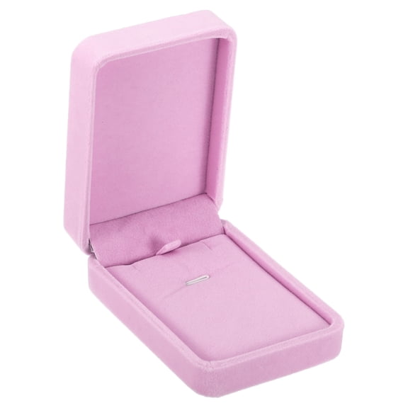 Uxcell Velvet Necklace Box Single Slot Vintage Jewelry Holder for Wedding Anniversary Style 2 Pink