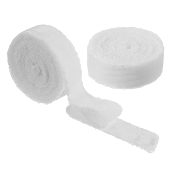 Uxcell Velvet Ribbon, Handmade Frayed Raw Edge Thick Fringe Ribbon for Gift Wrapping White