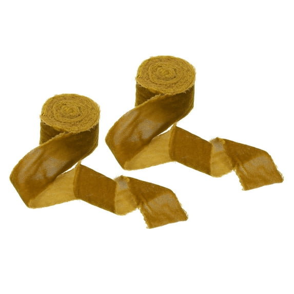 Uxcell Velvet Ribbon, Crinkled Handmade Frayed Edge Vintage Ribbon for Gift Wrapping Christmas Tree Ornament Orange 1.8"x3 Yard