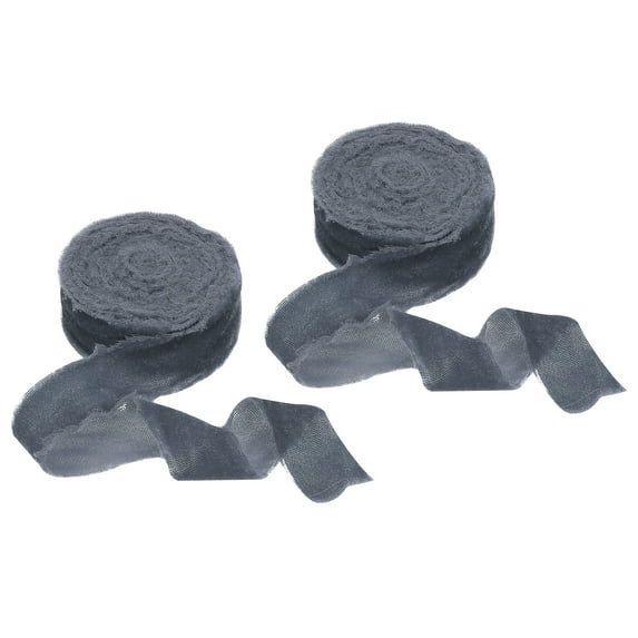 Uxcell Velvet Ribbon Crinkled Handmade Frayed Edge Vintage Ribbons for Gift Wrapping Christmas Tree Ornament Dark Blue