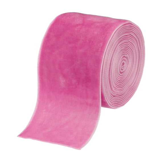 Uxcell Velvet Ribbon Gift Wrapping 2" x 3 Yard Pink Single Face Velvet