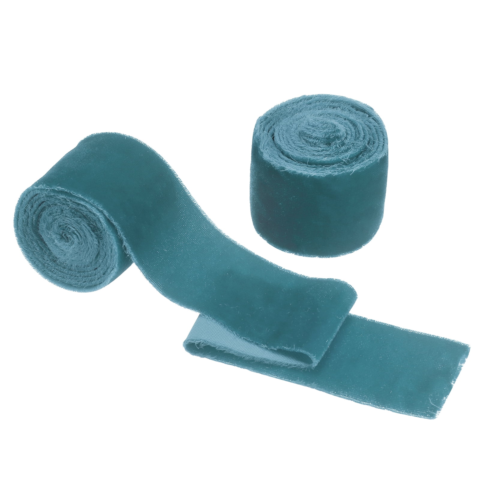Uxcell Velvet Ribbon, Wide Handmade Frayed Raw Edge Thick Fringe Ribbon for Gift Wrapping Blue