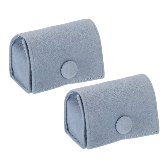 Uxcell Velvet Ring Box, 2 Pack Travel Ring Box Jewelry Holder Portable Mini Jewelry Case Organizer for Rings, Light Blue