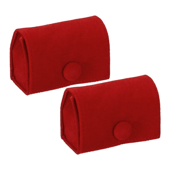 Uxcell Velvet Ring Box, 2 Pack Travel Ring Box Jewelry Holder Portable Mini Jewelry Case Organizer for Rings, Red