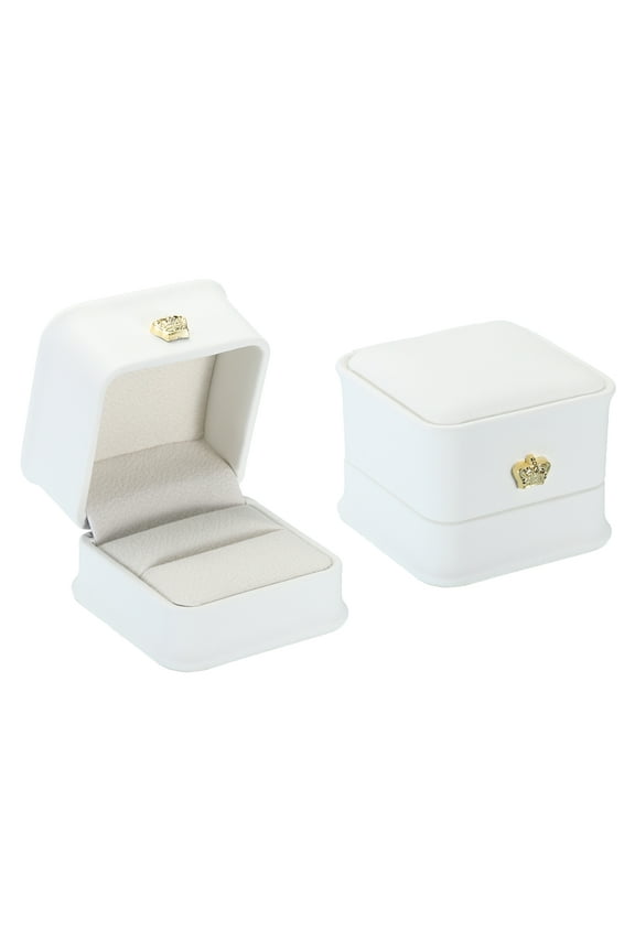 Velvet Ring Box, 2 Pack Wedding Ring Box Vintage Jewelry Holder for Engagement Style 4, White