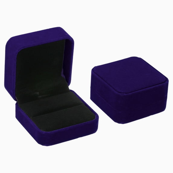 Uxcell Velvet Ring Box Double Slot Wedding Ring Box Vintage Jewelry Holder for Wedding Style 1, Purple 2 Pack
